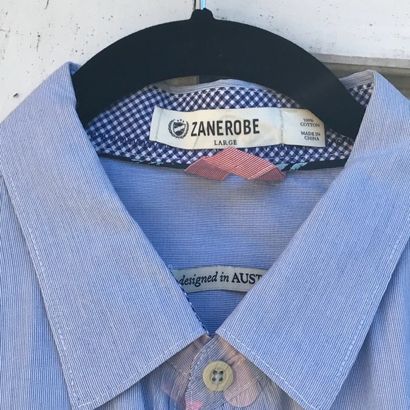 ZANEROBE Men’s Blue Long Sleeve Dress Shirt Large - Picture 5 of 8